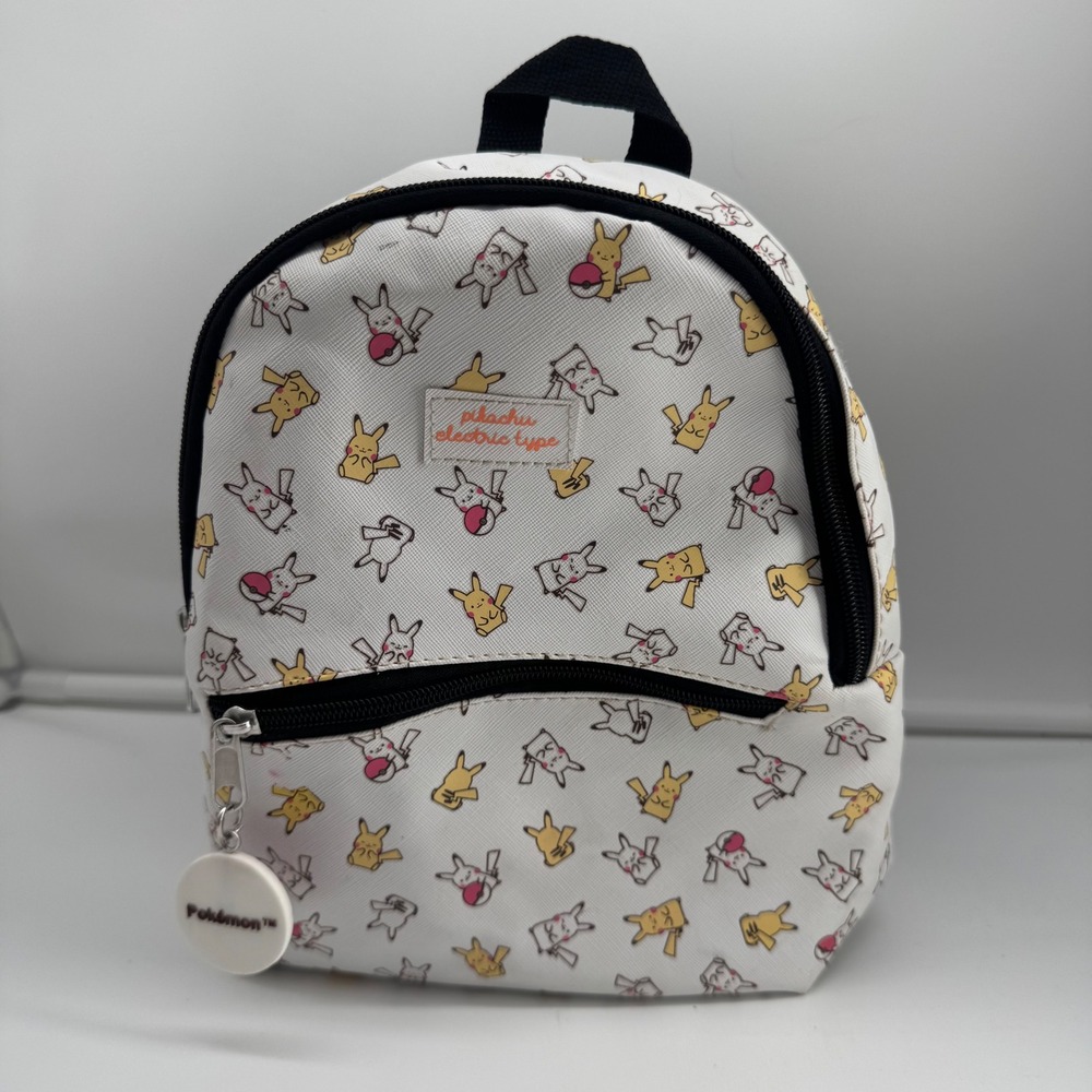 Pokemon Pikachu Electric Type Mini Backpack White All Over Print Faux Leather